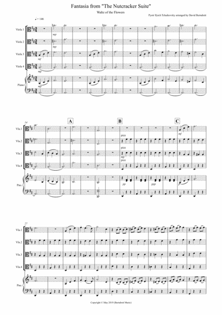 Free Sheet Music Waltz Of The Flowers Fantasia From The Nutcracker For Viola Quartet