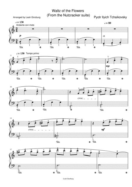 Free Sheet Music Waltz Of The Flowers From Nutcracker By P I Tchaikovsky