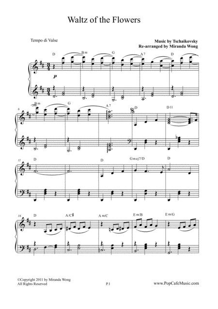 Waltz Of The Flowers Romantic Piano Solo Music Sheet Music