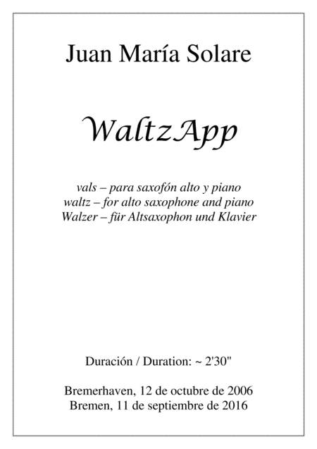 Waltzapp Alto Sax Piano Sheet Music