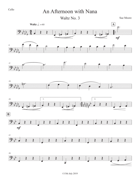 Waltzing Down Under Cello Sheet Music