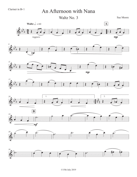 Free Sheet Music Waltzing Down Under Clarinet 1