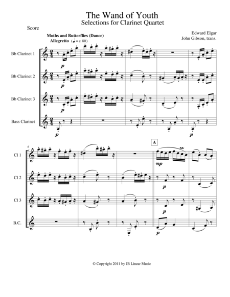 Wand Of Youth Selections For Clarinet Quartet Sheet Music