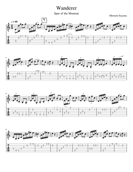 Wanderer Spur Of The Moment Sheet Music