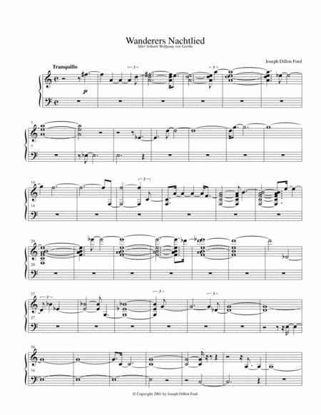 Wanderers Nachtlied Wanderers Night Song Sheet Music