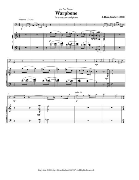 Free Sheet Music Warpbone For Trombone And Piano