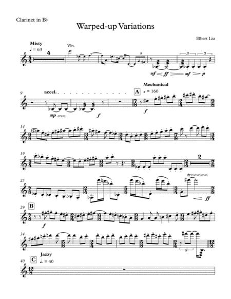 Warped Up Variations For Clarinet Violin And Piano Instrumental Parts Sheet Music