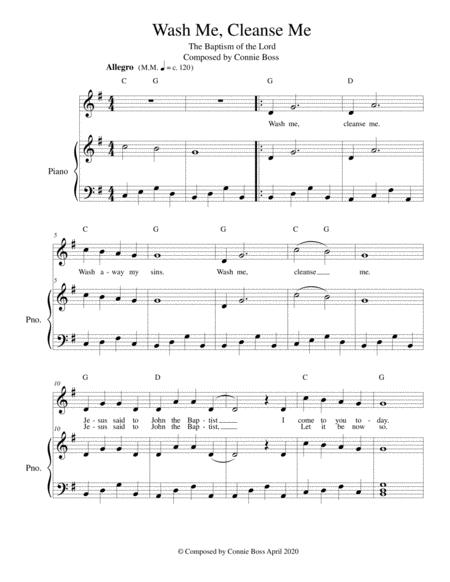 Wash Me Cleanse Me The Baptism Of Jesus Solo And Piano Sheet Music