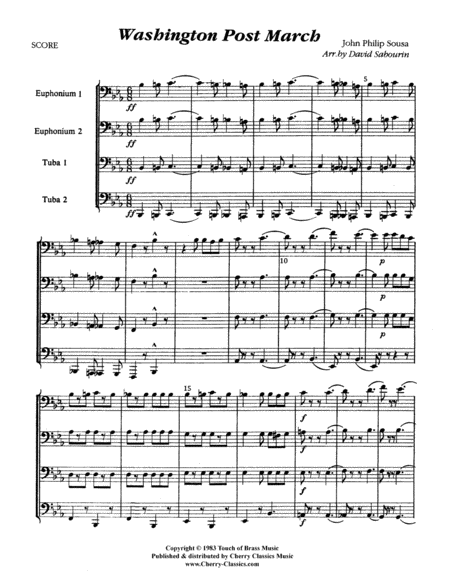 Washington Post March For Tuba Quartet Sheet Music