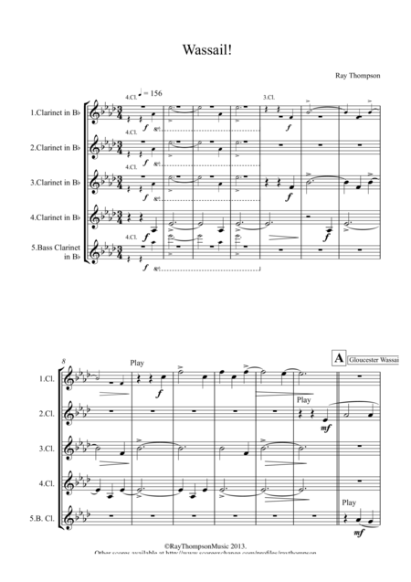 Wassail Clarinet Quintet Sheet Music