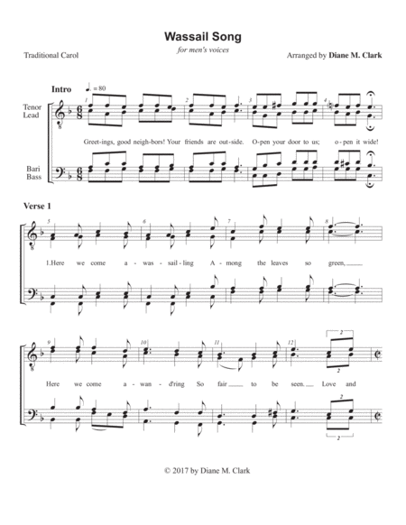 Wassail Song Ttbb Quartet Pricing Sheet Music