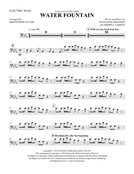 Water Fountain Arr Kristopher Fulton Electric Bass Sheet Music