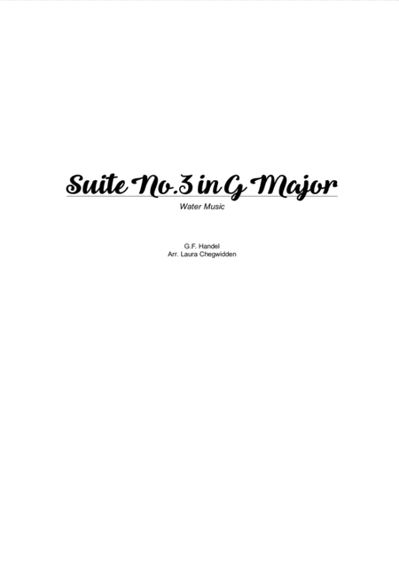 Water Music Suite 3 In G Major For String Quartet Sheet Music