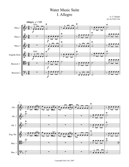 Water Music Suite Mvt 1 Sheet Music