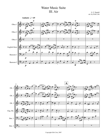 Water Music Suite Mvt 3 Sheet Music