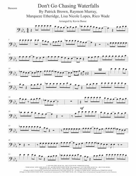 Free Sheet Music Waterfalls Bassoon Original Key