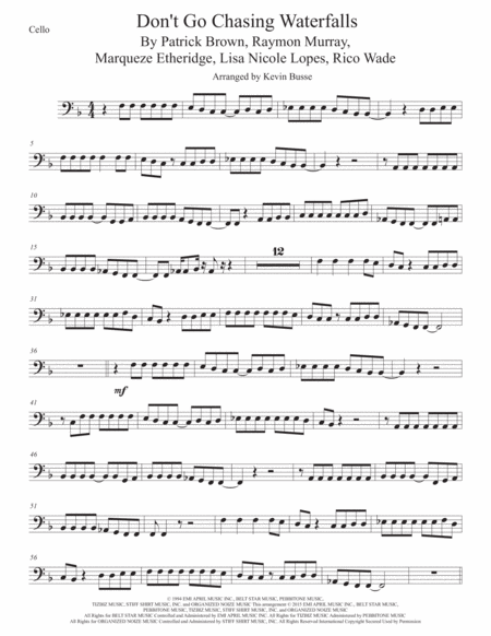 Waterfalls Cello Sheet Music