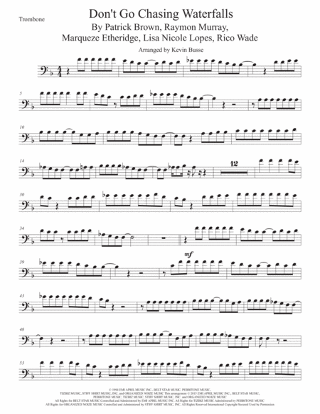 Free Sheet Music Waterfalls Trombone