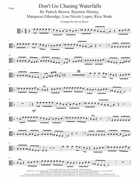 Waterfalls Viola Sheet Music