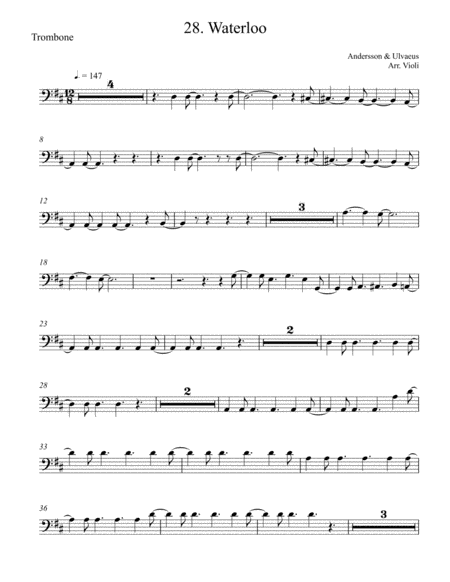 Free Sheet Music Waterloo Trombone From Mamma Mia