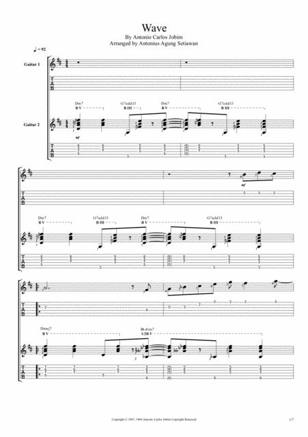 Wave Duet Guitar Tablature Sheet Music