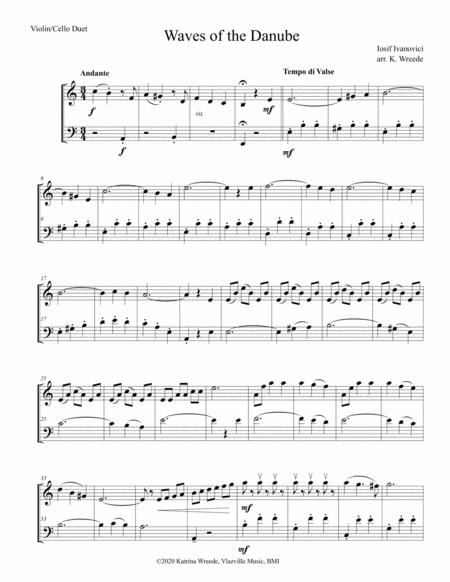 Free Sheet Music Waves Of The Danube For Violin And Cello Duo