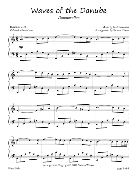 Waves Of The Danube Piano Solo Sheet Music