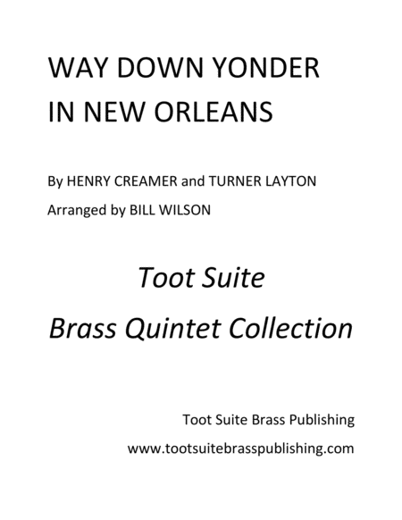 Way Down Yonder In New Orleans Sheet Music