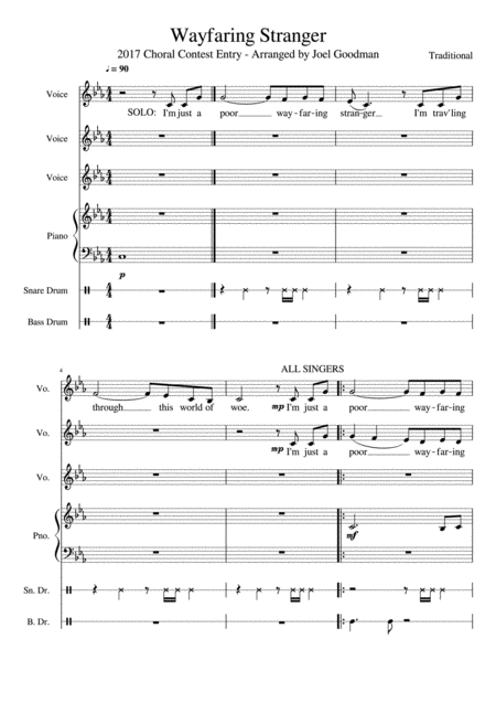 Wayfaring Stranger 2017 Choral Contest Entry Sheet Music