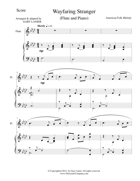 Wayfaring Stranger Flute Piano And Flute Part Sheet Music