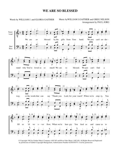 Free Sheet Music We Are So Blessed