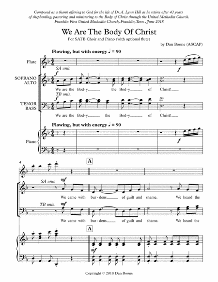 Free Sheet Music We Are The Body Of Christ