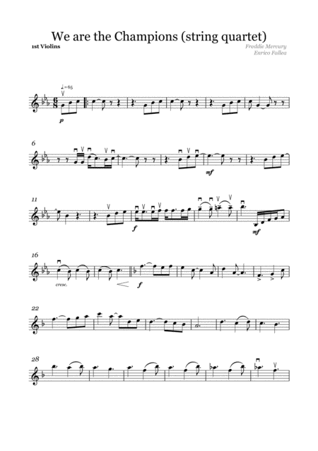 We Are The Champions String Quartet Parts Sheet Music