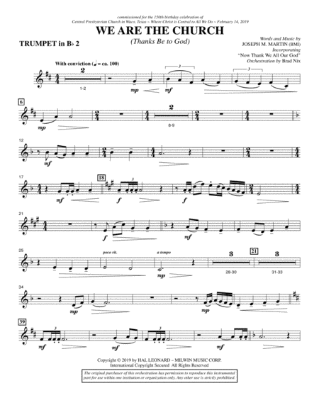 We Are The Church Thanks Be To God Bb Trumpet 2 Sheet Music