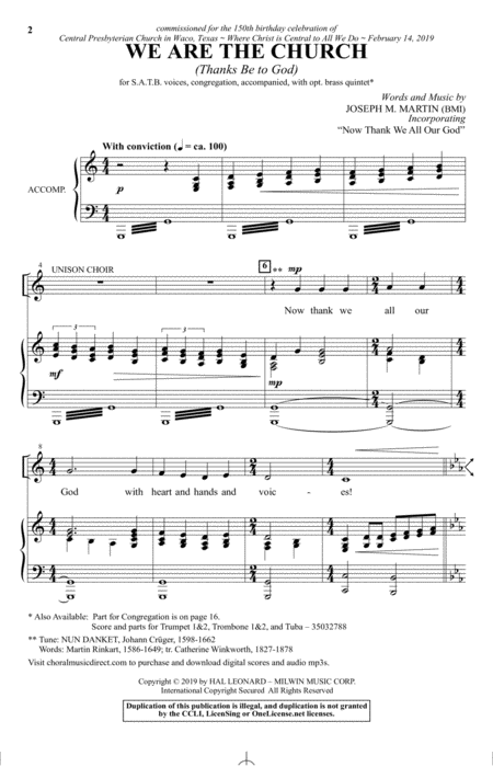 We Are The Church Thanks Be To God Sheet Music