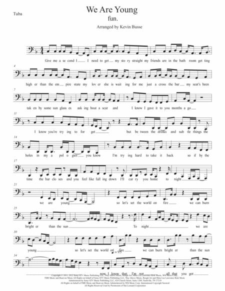 We Are Young Original Key Tuba Sheet Music