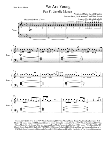 Free Sheet Music We Are Young Piano Solo