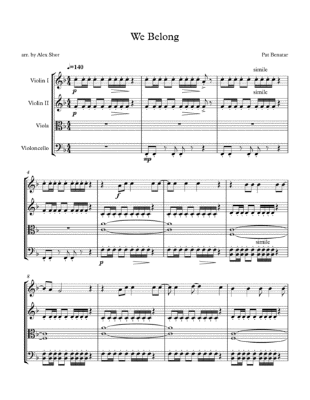 We Belong String Quartet Sheet Music