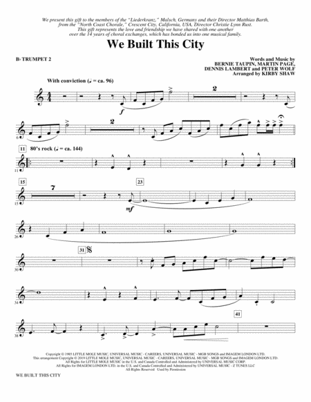 We Built This City Arr Kirby Shaw Bb Trumpet 2 Sheet Music