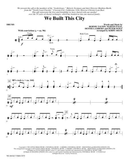 We Built This City Arr Kirby Shaw Drums Sheet Music