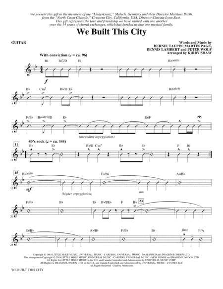 We Built This City Arr Kirby Shaw Guitar Sheet Music