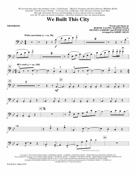 We Built This City Arr Kirby Shaw Trombone Sheet Music