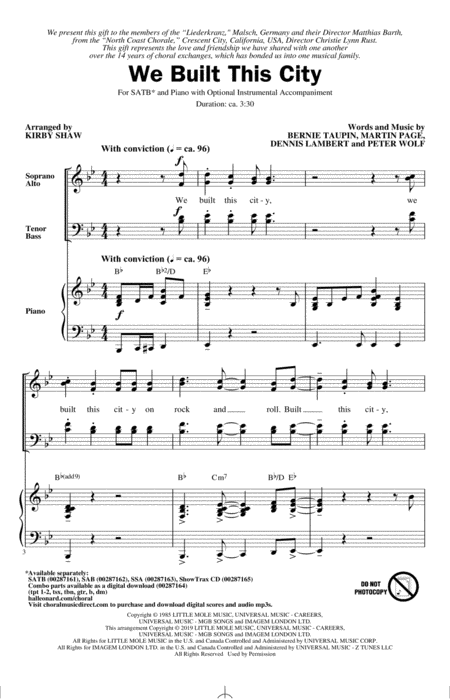 We Built This City Arr Kirby Shaw Sheet Music