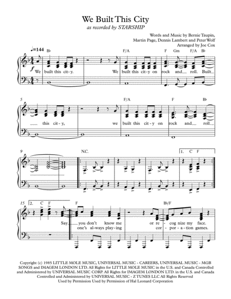 We Built This City Sheet Music