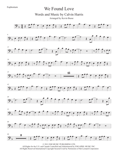 We Found Love Euphonium Sheet Music