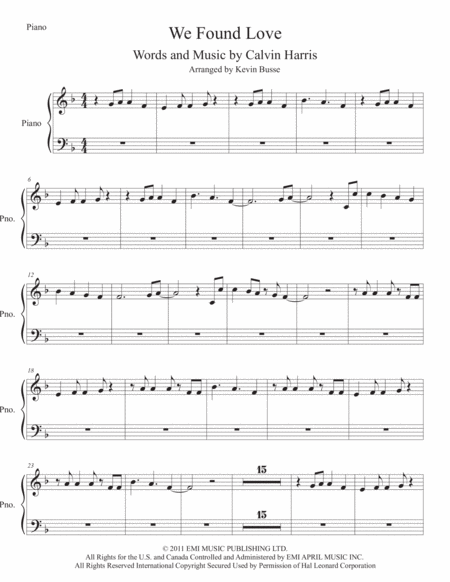 We Found Love Piano Sheet Music