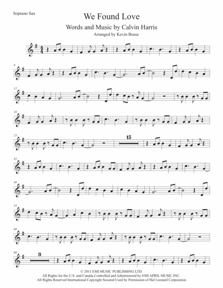 We Found Love Soprano Sax Sheet Music