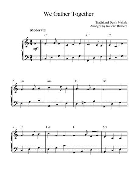 Free Sheet Music We Gather Together Piano Solo With Chords