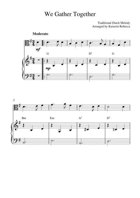 We Gather Together Viola Solo And Piano Accompaniment Sheet Music