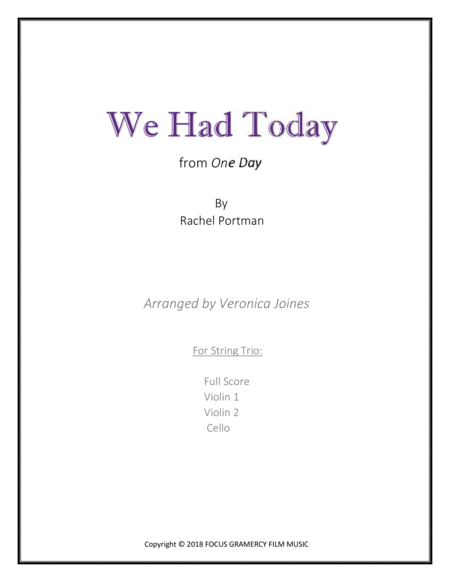 We Had Today For String Trio Violin 1 Violin 2 Cello Sheet Music